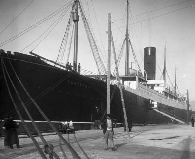 The transatlantic passenger steamship Carpathia at the port, 1903